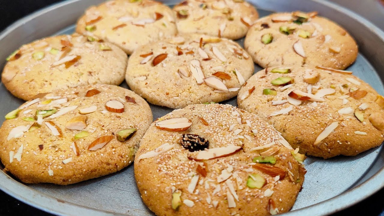 Suji badaam nuts big size 16 cookies sugar level can be customised low or high