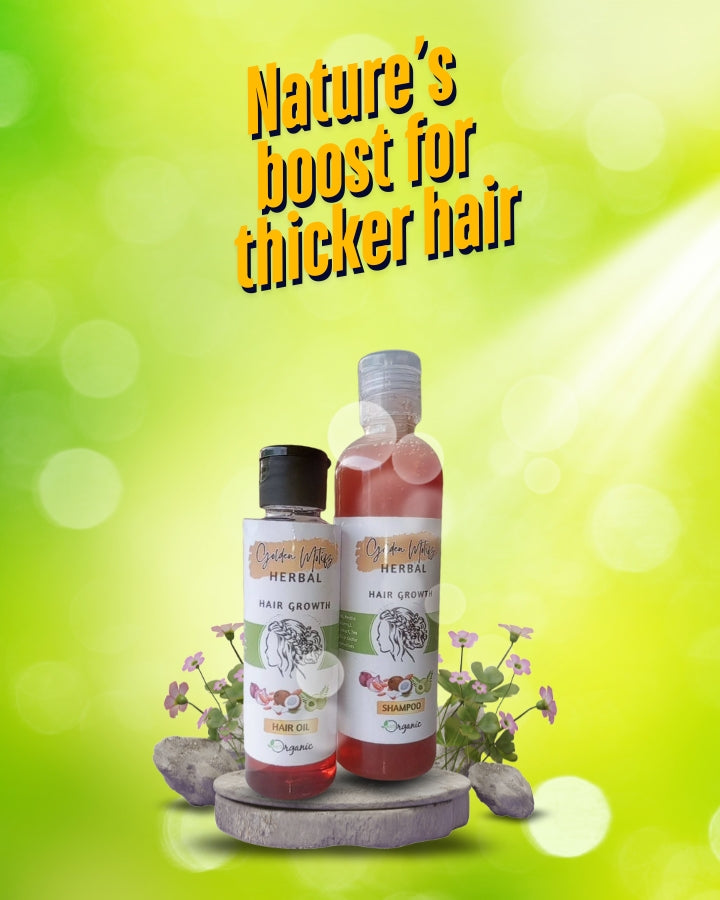 Bundle of hair shampoo and hair oil