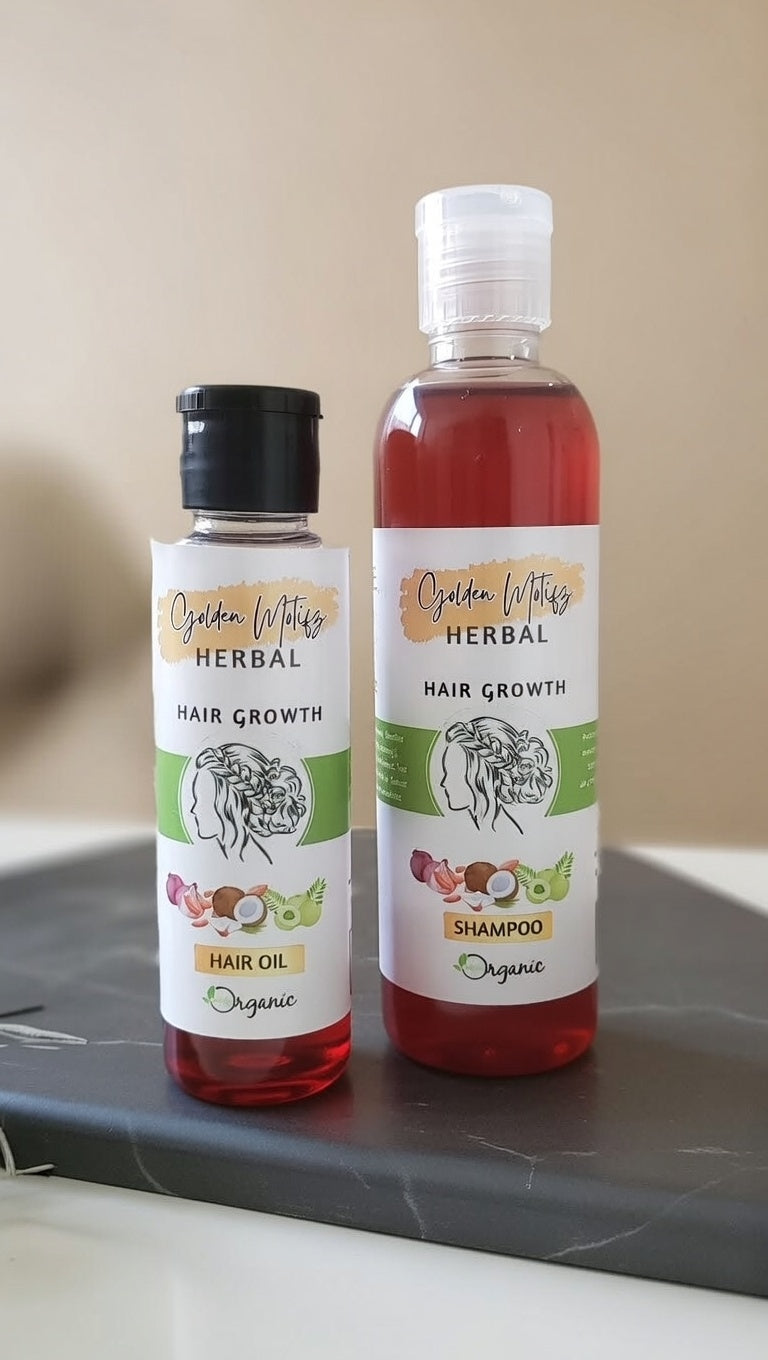 Bundle of hair shampoo and hair oil